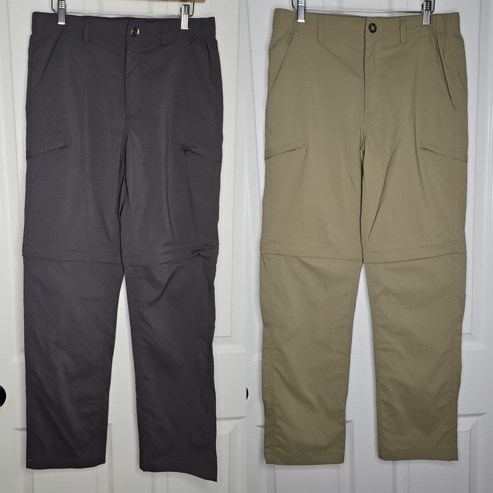 Free Soldier Men 30x32 Gray Tan Convertible Hiking Cargo Pants Quick Dry 2 Pairs